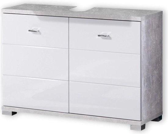Cassetto Bagno con Finestra in Stile Cemento - Armadio Bagno Moderno con Molto Spazio di Archiviazione 80 x 57 x 30 cm