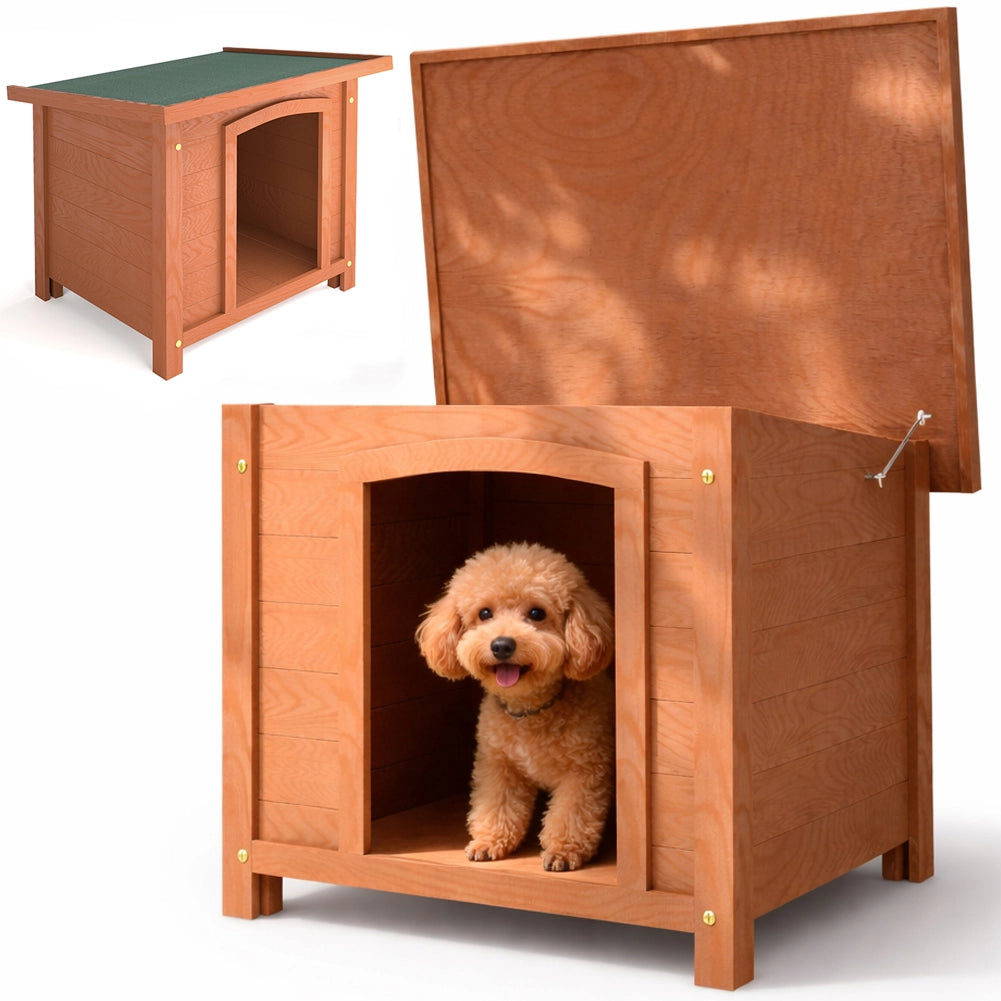 Cuccia per Cani Taglia S Casetta da Esterno con Tetto Apribile in Legno