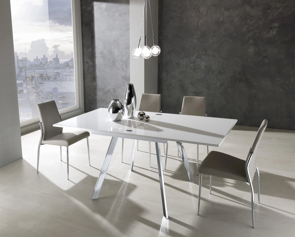 Tavolo allungabile effetto legno bianco cm. L.85/170xP.85xH.75,5/73,5