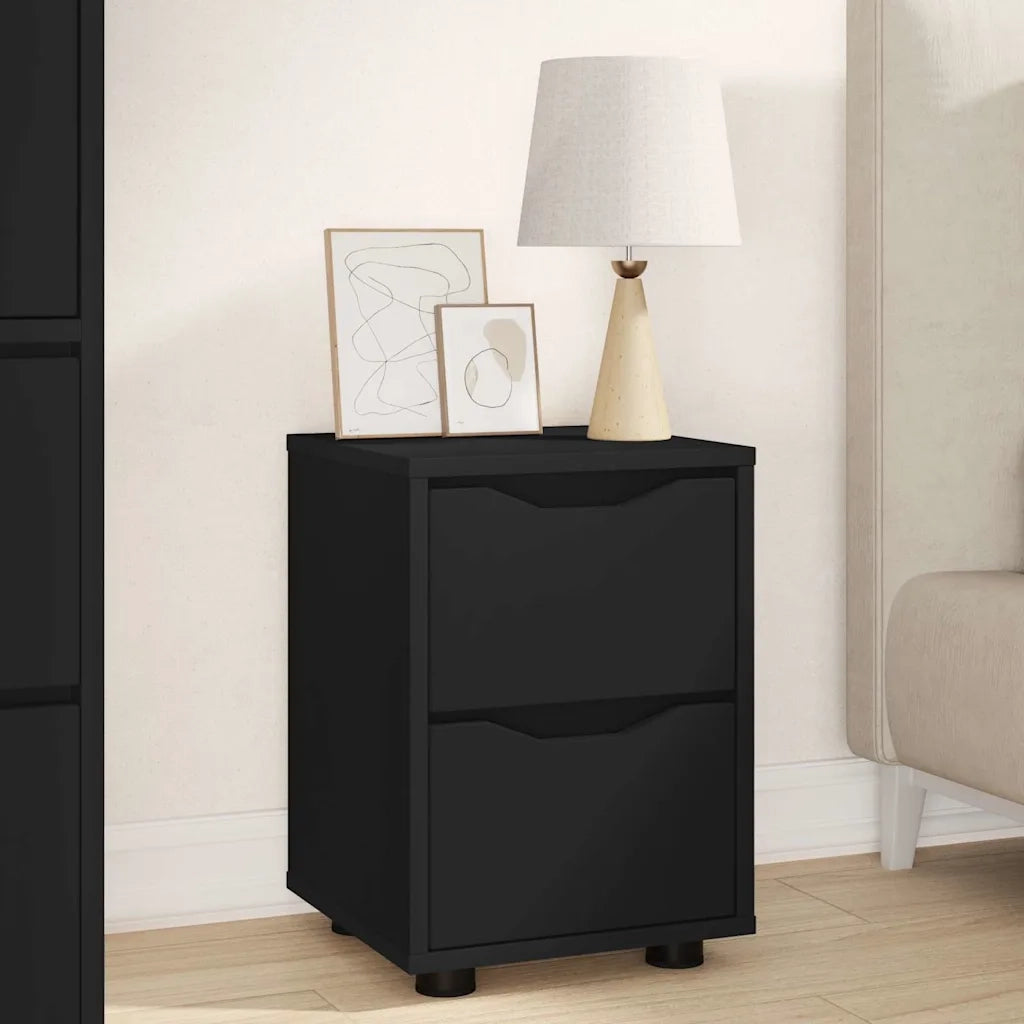 Comodino con cassetto Nero 30,5 x 30 x 43 cm Legno multistrato