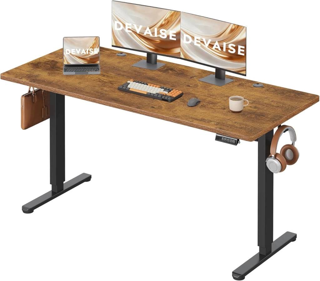 Scrivania regolabile in altezza ¨C zephmum ¨C 160x70 cm, legno, marrone
