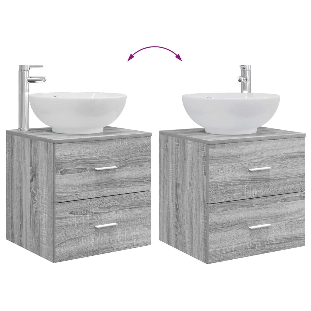 Set di mobili per il bagno 3 pz Sonoma grigio 3405896