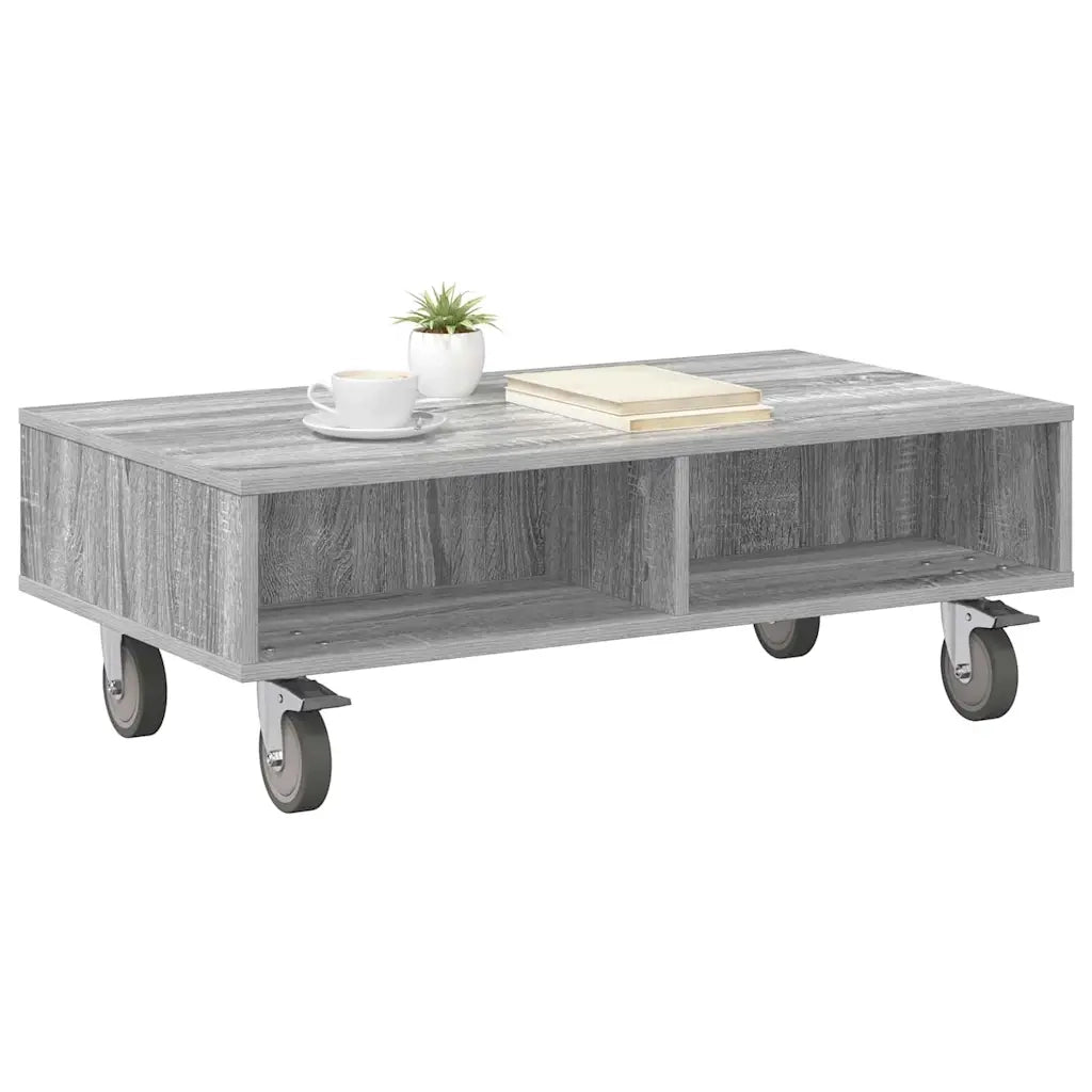 Tavolino con Ruote Grigio Sonoma 90 x 50 x 30 cm 891021