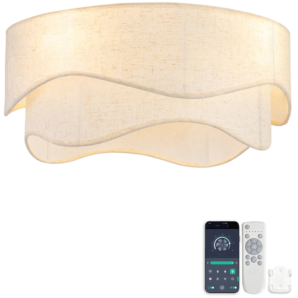 Ventilatore da soffitto moderno 19 pollici, pale ABS, doppio controllo app e telecomando, 6 velocit¨¤ reversibili, ideale per camere e bambini