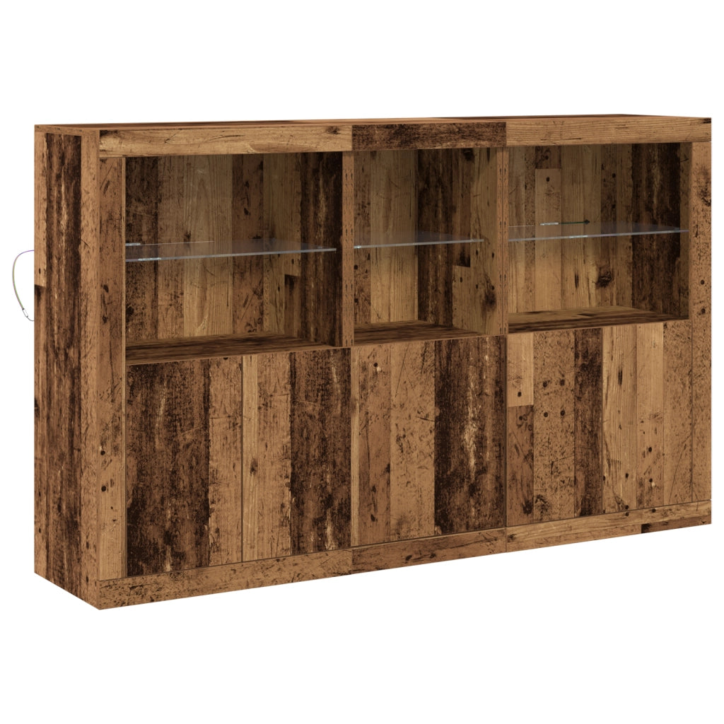 Sideboard con luci LED Legno Vecchio 162x37x100 cm Legno ingegnerizzato