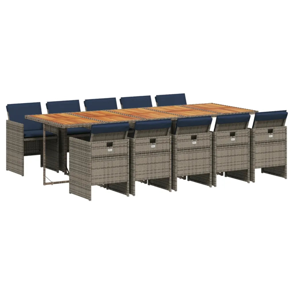 Set da pranzo da giardino da 11 pz con Cuscini in Polyrattan Grigio 3277708