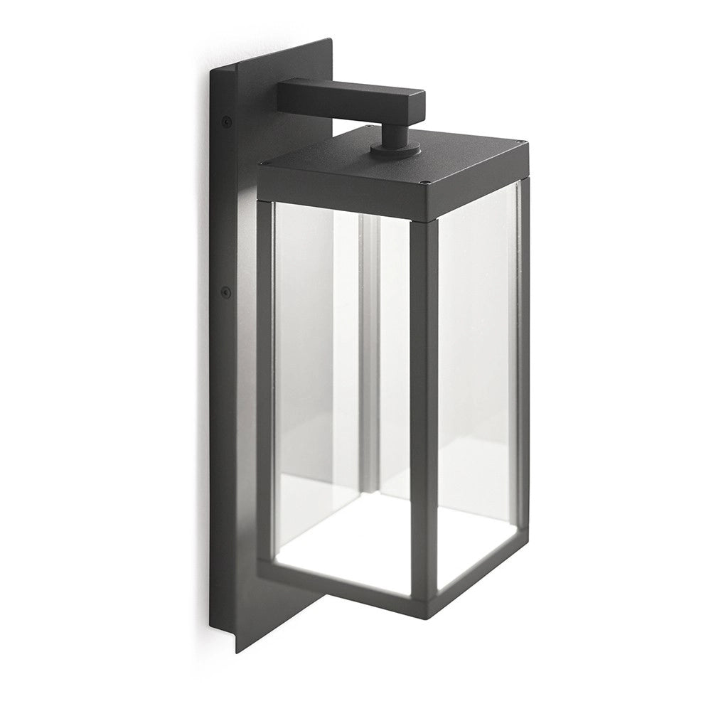 GES771C Applique da parete per esterni in alluminio grigio antracite, vetro trasparente, LED 13W 3000K 500lm, IP54, Non dimmerabile - Gealuce