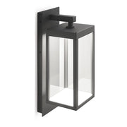GES771C Applique da parete per esterni in alluminio grigio antracite, vetro trasparente, LED 13W 3000K 500lm, IP54, Non dimmerabile - Gealuce