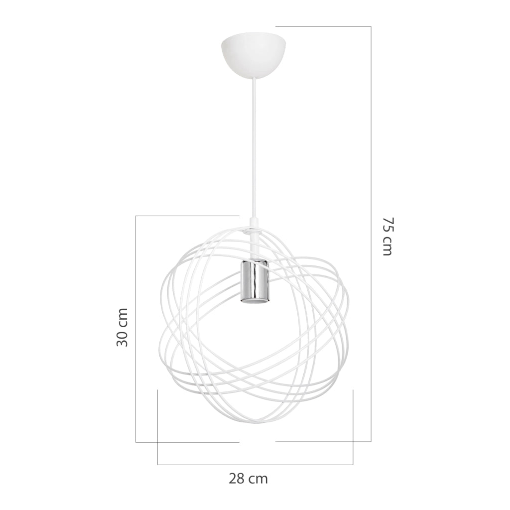 Lampada a Sospensione 'Hove' con Paralume a Globo di Cerchi in Metallo - Bianco/Argento [lux.pro]