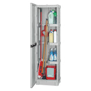 Armadio portascope da esterno o Achae, Mobile a 1 anta e 3 ripiani in polipropilene, 100% Made in Italy, cm 50x39h172, colore Grigio chiaro