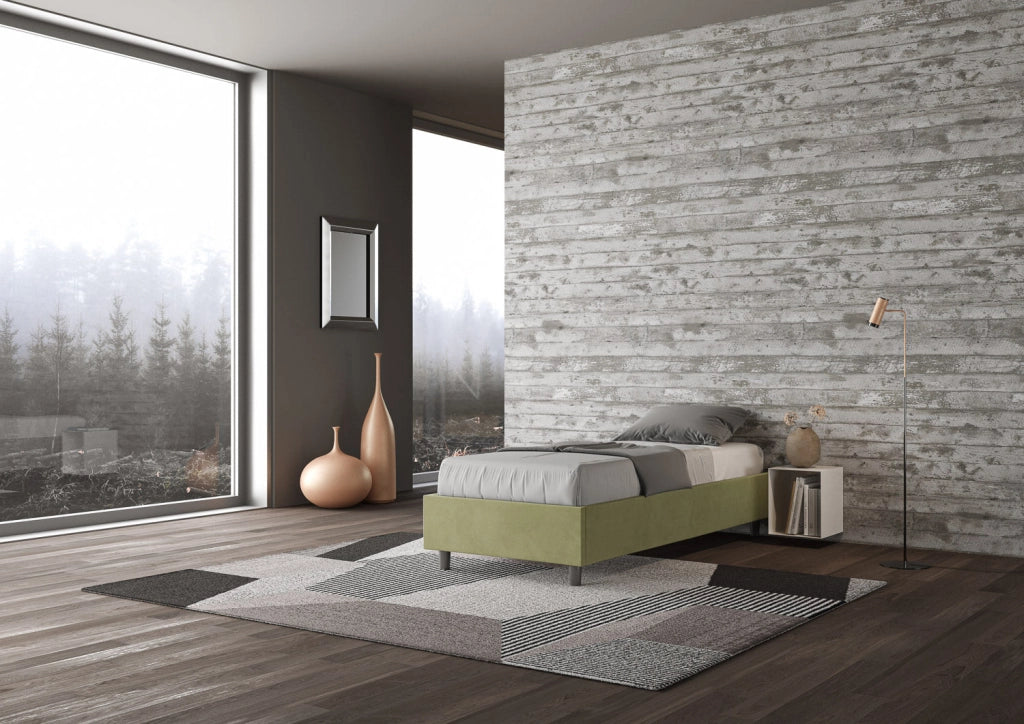 Letto 1 Piazza e Mezzo Sommier 120x190 cm Senza Rete Azelia Tè Verde