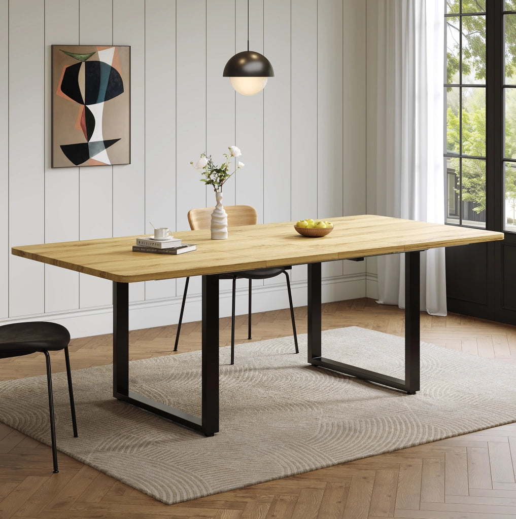 Tavolo da pranzo allungabile 140-220x80 cm in MDF naturale