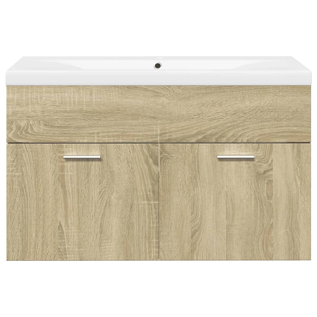 Mobiletto da bagno a parete compatto 80 x 38,5 x 46 cm legno composito rovere Sonoma 02_0055760