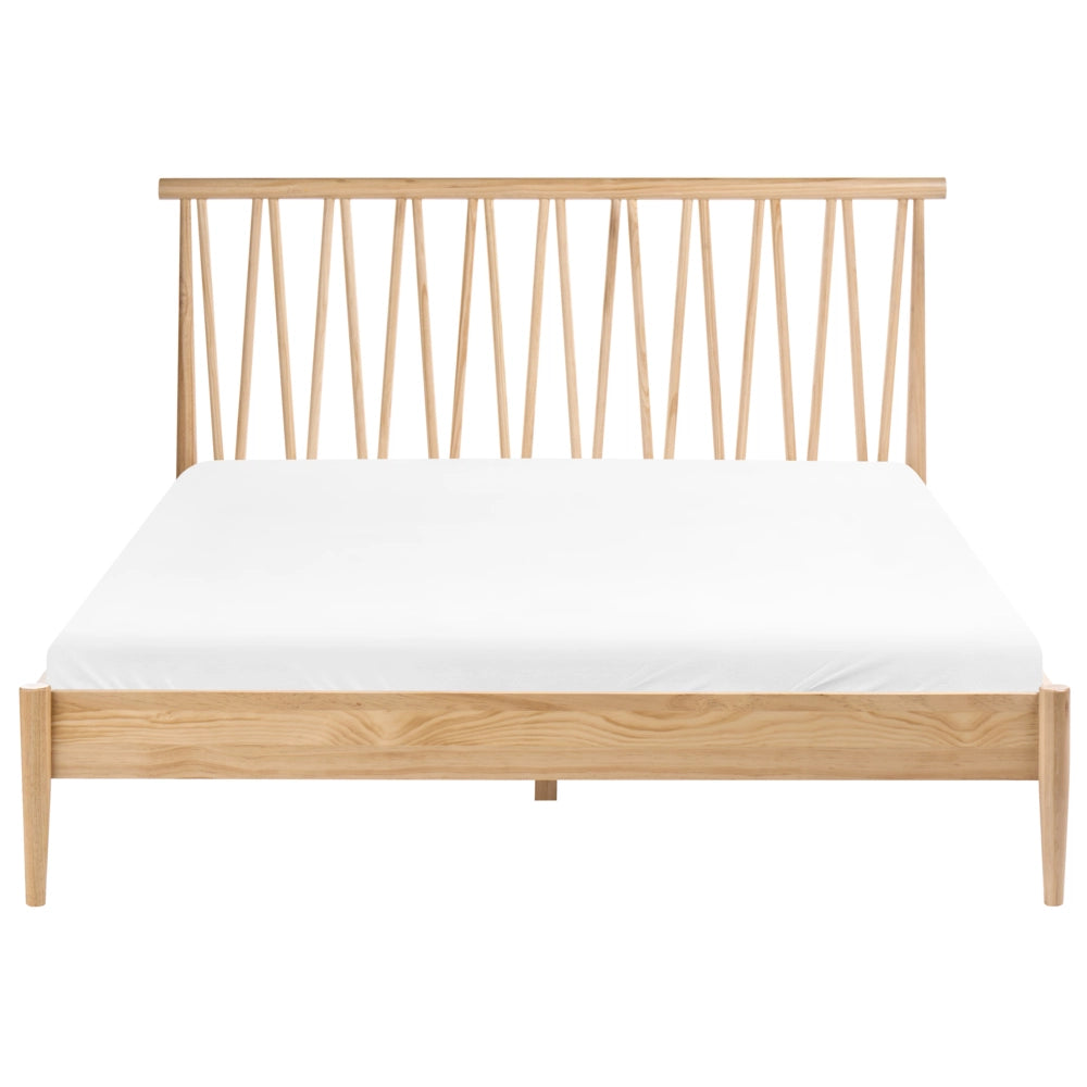 Letto matrimoniale con testiera e struttura in legno di pino con doghe 160x200cm marrone chiaro camera da letto stile moderno