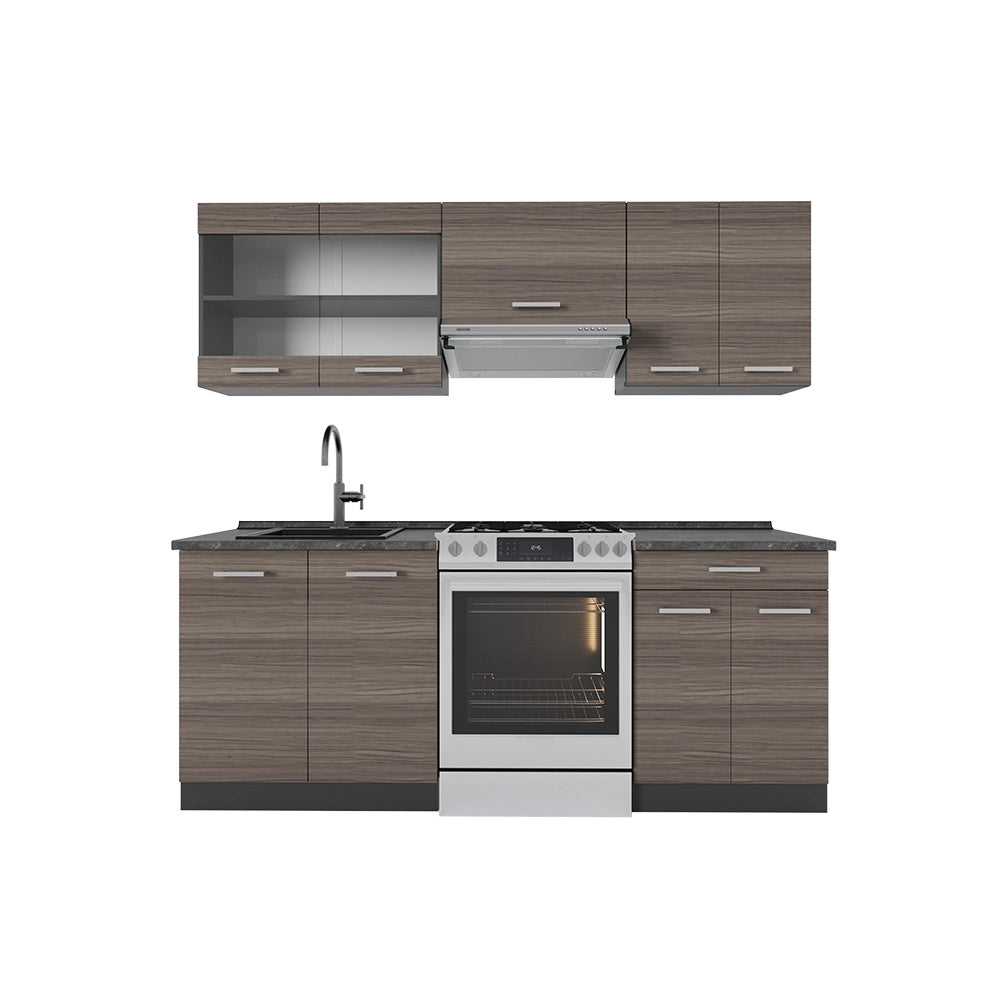Cucina componibile R-Line Grigio nobile/Antracite 200 cm, PL Antracite Vicco