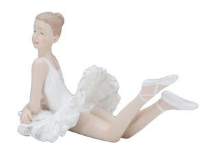 Ballerina Dicy Sdraiata 12x7,5x11 cm in Resina Bianco