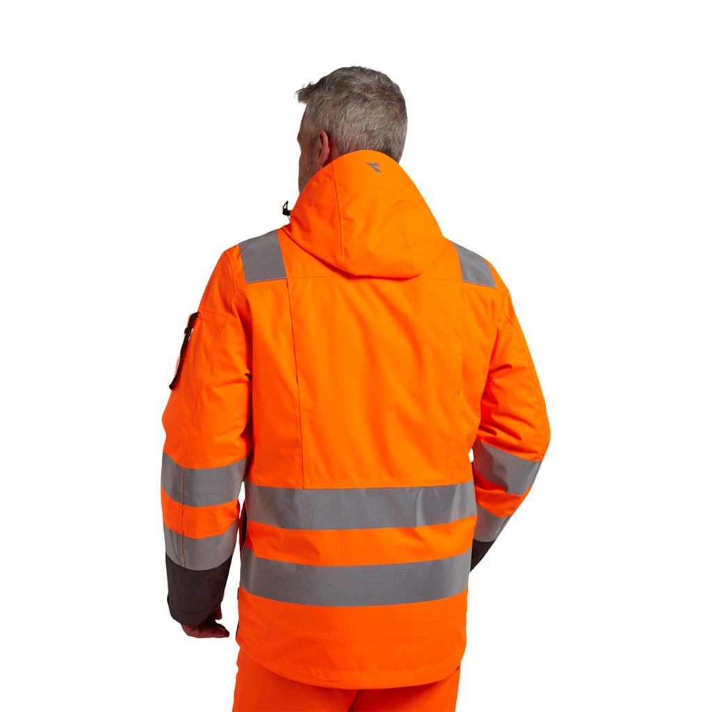 Giacca Alta Visibilità Impermeabile 2 In 1 - Giubbetto Interno Staccabile In Oxford 140 g, Cappuccio Removibile Giacca Da Lavoro HV - ORANGE TG. XXXL