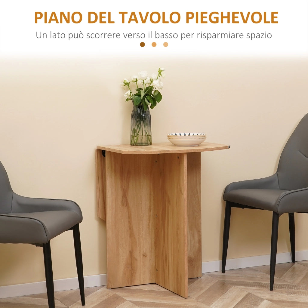 Tavolo da Pranzo Pieghevole Salvaspazio in Legno di Quercia ¨C zephmum ¨C 90x60x74cm