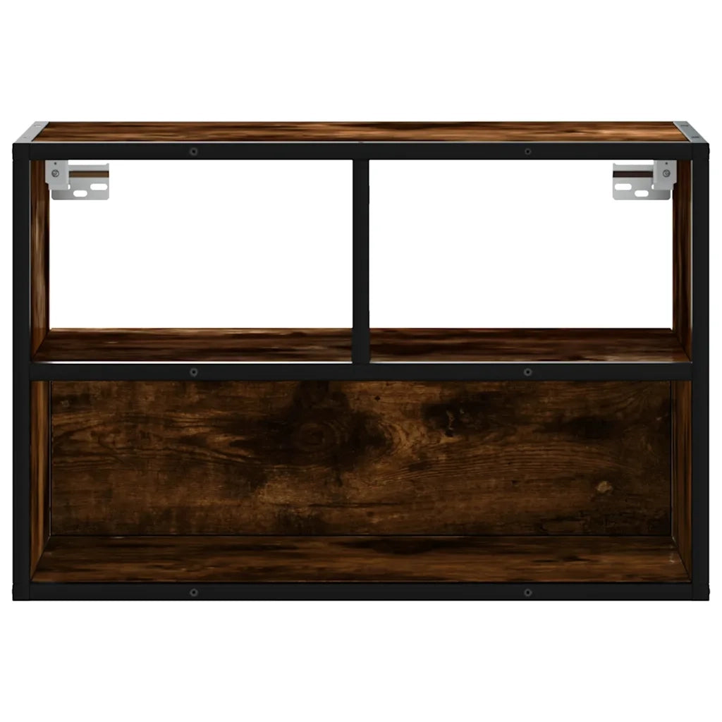 Mobile TV Rovere Fumo 60x31x39,5 cm Legno Multistrato e Metallo 848916