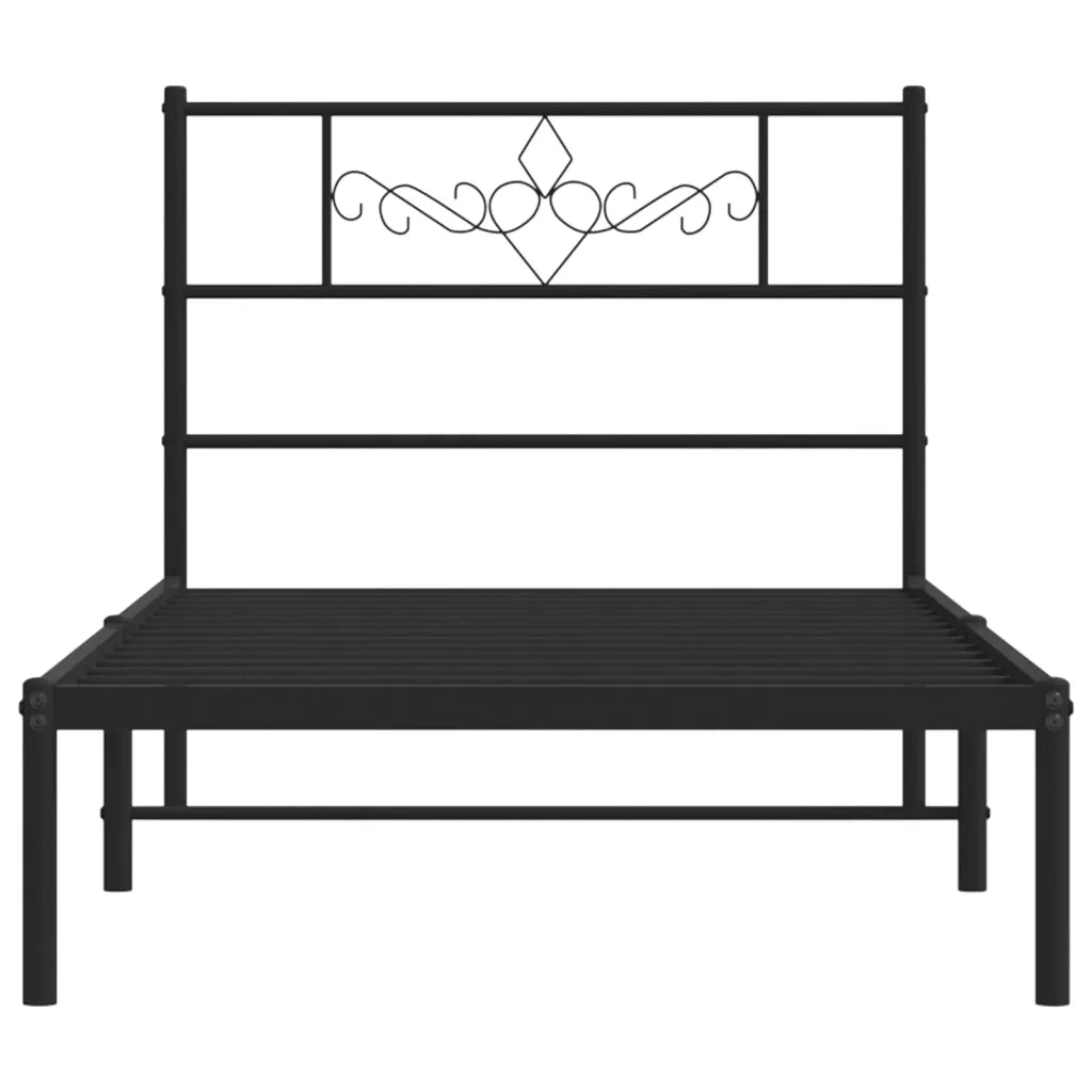 Giroletto con Testiera in Metallo Nero 90x190 cm 355259