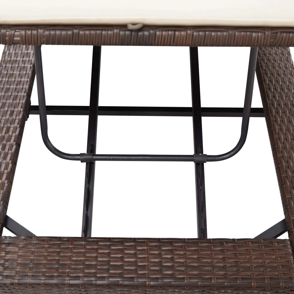 Lettino Prendisole | Sdraio da giardino | Lettino da sole con Cuscino Marrone in Polyrattan