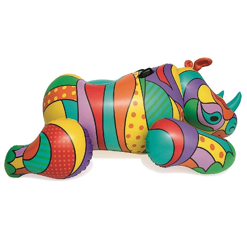 Trade Shop - Rinoceronte Fashion Cavalcabile Gigante 201 X 102 Cm Gonfiabile Multicolore -