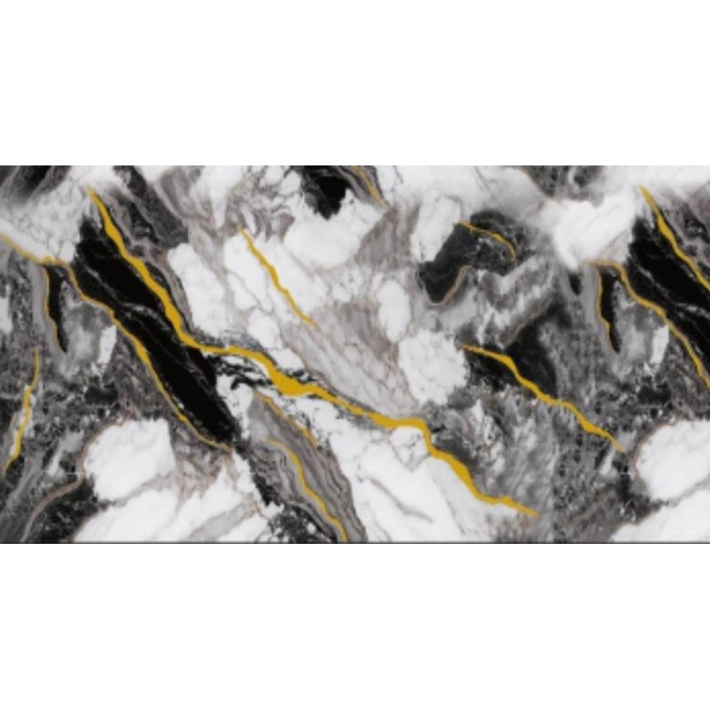 Trade Shop - Pannello Adesivo Effetto Marmo Bianco Nero Con Oro 120x300cm Pareti Paraschizzi Stanza -