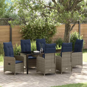 Set da Pranzo per Giardino con cuscino 7 pcs Nero polyrattan 3379665