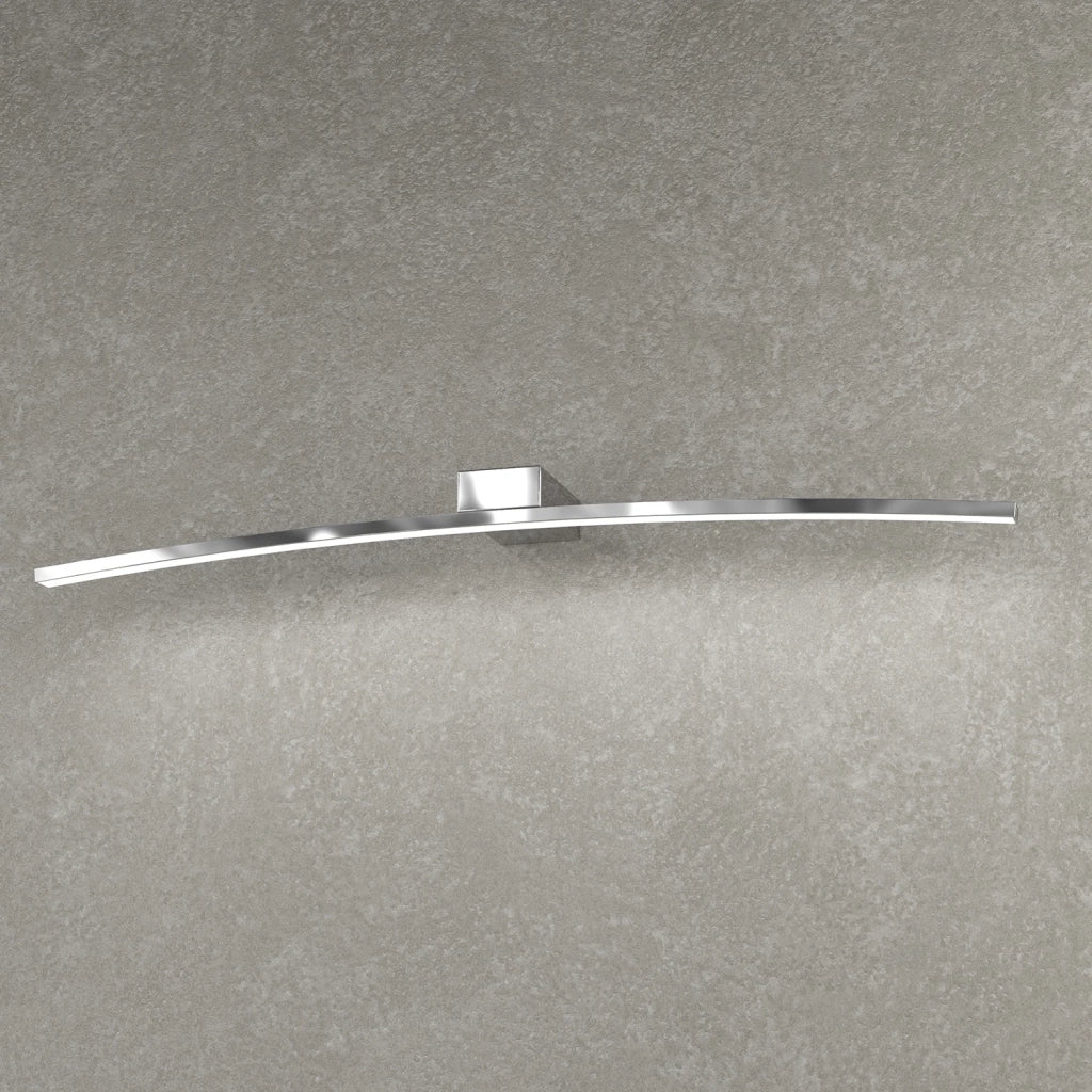 Applique Moderna Curved Metallo Cromo Diffusore Bianco Led 11,2W Naturale 70Cm