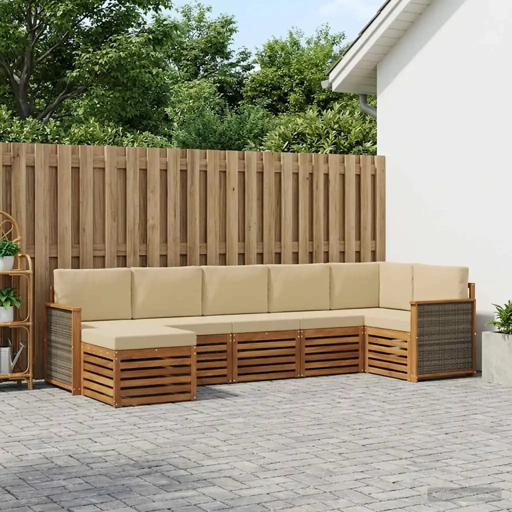 Set divano sezionale con cuscino 6 pcs Naturale 3384619