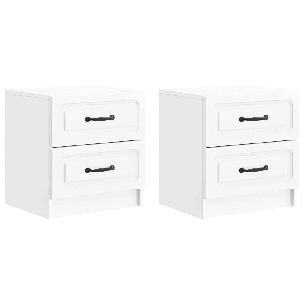 Armadio da Notte 2 pcs Bianco Lucido 43 x 34,5 x 44,5 cm
