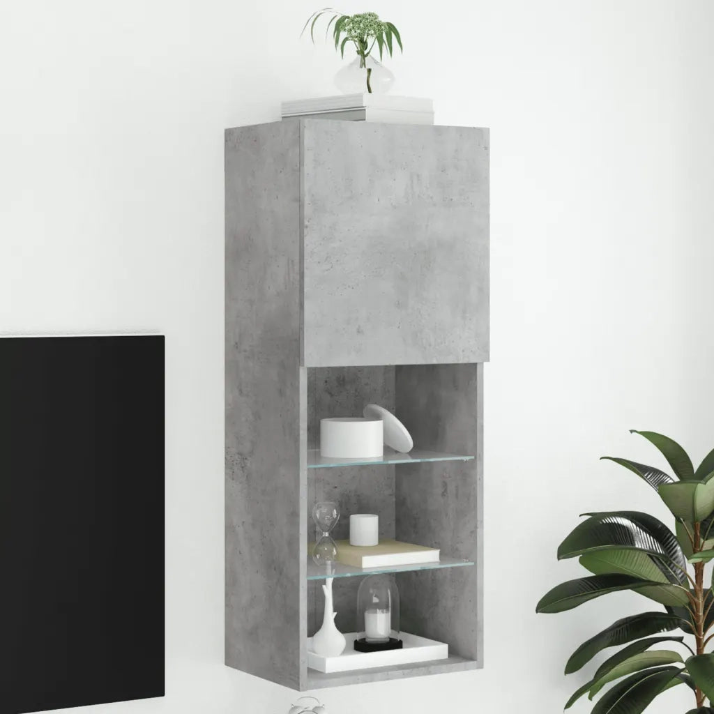 Mobile TV | Armadietto TV | Mobile Porta TV con Luci LED Grigio Cemento 40,5x30x102 cm