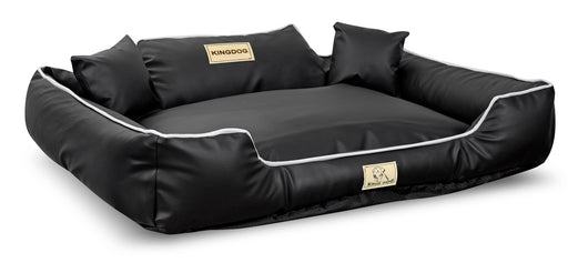 AIO FACTORY 115x95 cm KINGDOG Cuccia per cani in ecopelle nera personalizzabile