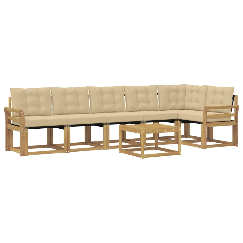 Set di divani da esterno con cuscino 7 pcs Bianco e Beige