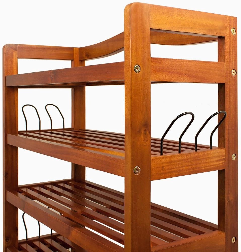 ® Scarpiera Legno Certificato Acacia FSC® 5 Ripiani 80x26x82cm Salvaspazio Corridoio Portascarpe Scaffale Marrone