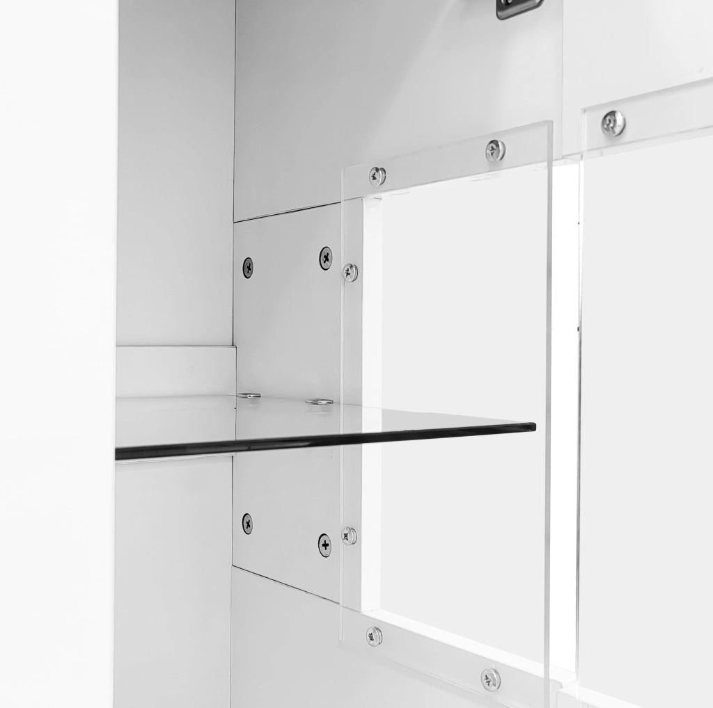 Credenza con LED, 2 ante e 3 cassetti effetto marmo 140 cm