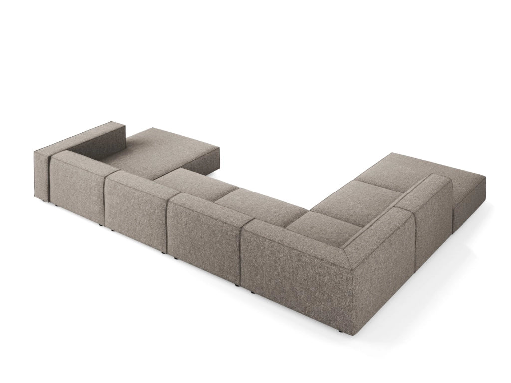 Cosmopolitan Design - Divano panoramico sinistro "Arendal" 7 posti in ciniglia grigio 