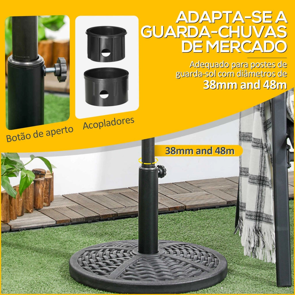Base per Ombrellone con Cemento ¨C Zephmum ¨C Nero 9,5 kg per Tubi ?38/48 mm