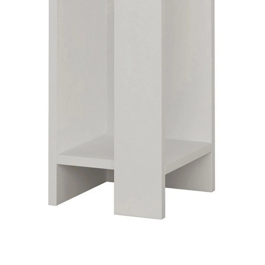 Comodino in legno "Elos Left" - 25 x 27 x 60 cm - Bianco