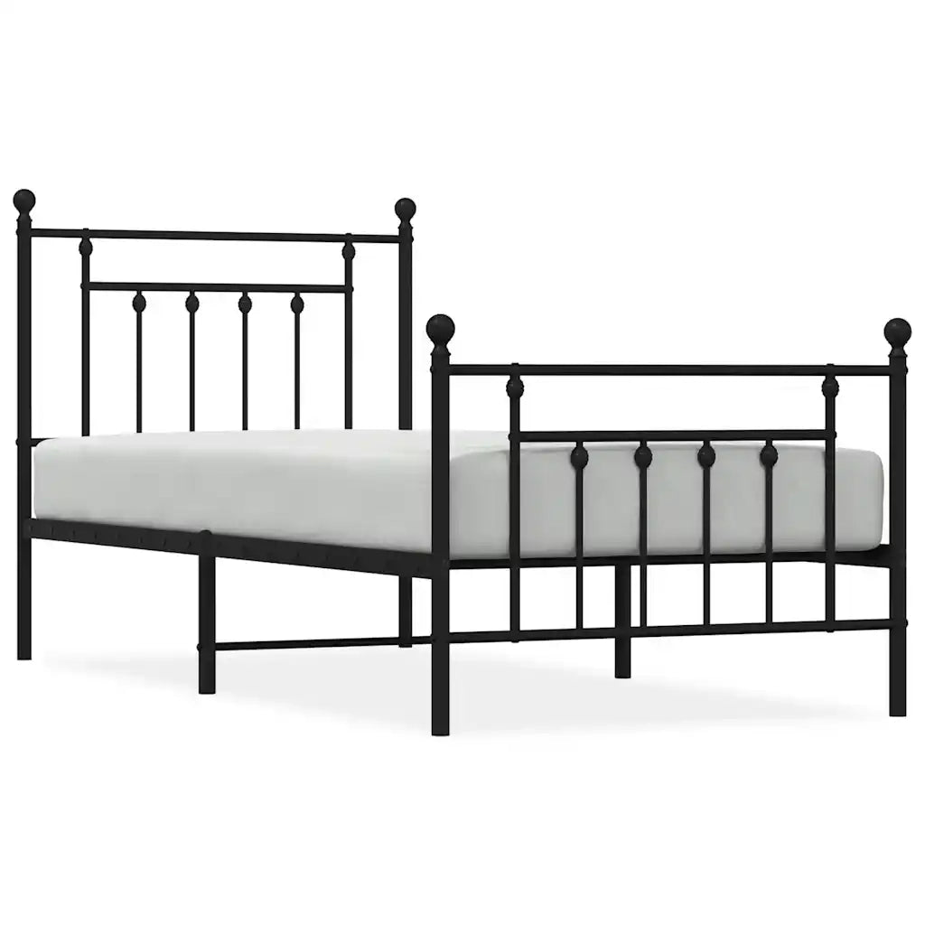 Giroletto con Testiera e Pediera Metallo Nero 90x200 cm