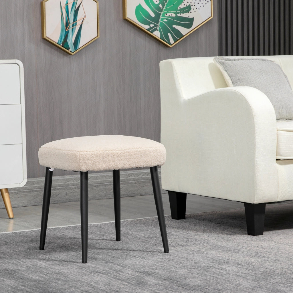 Pouf Sedile Imbottito Beige ¨C Zephmum ¨C Tessuto Boucl¨¦