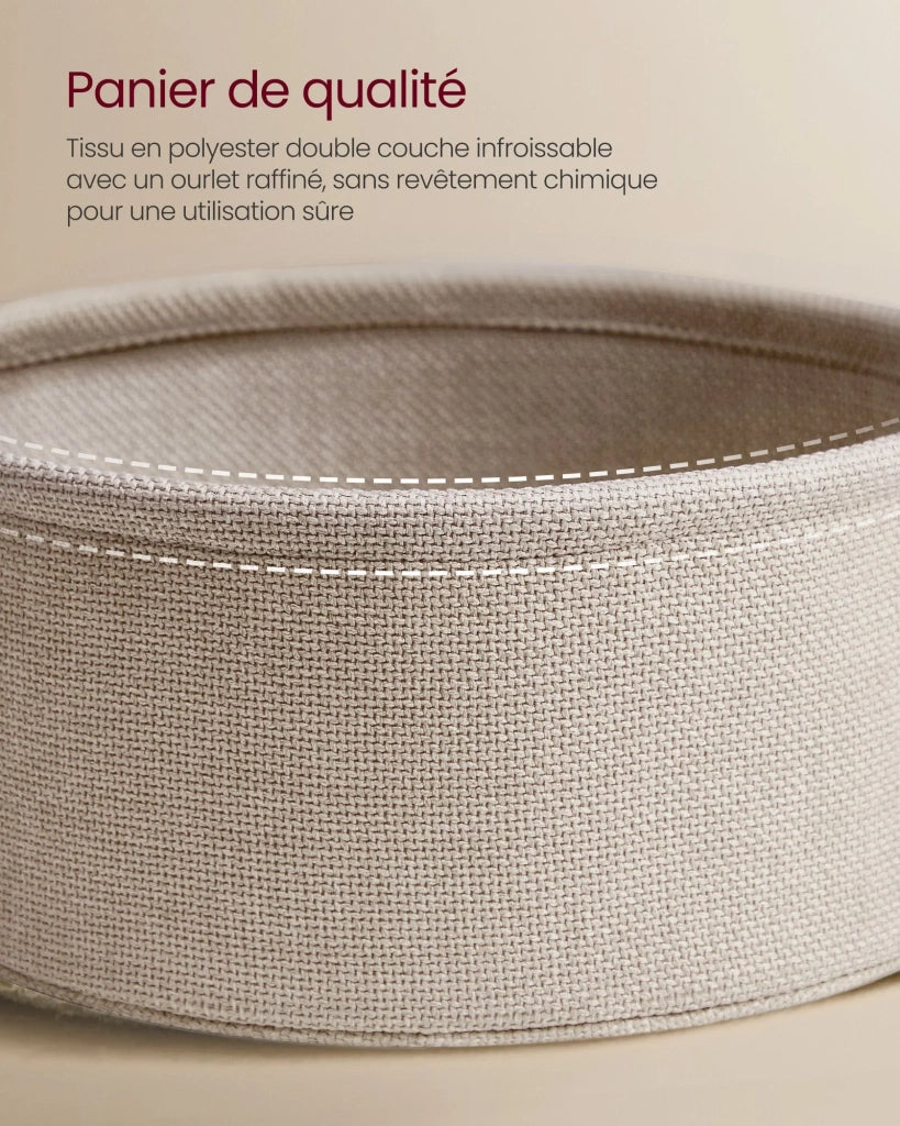 Tavolino rotondo piccolo con cestino in tessuto 45 x 50 cm contenitore per soggiorno/camera da letto/comodino stile moderno bianco 12_0006929