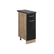 Mobiletto base per cucina R-Line Nero lucido/Rovere dorato 30 cm, PL Antracite Vicco