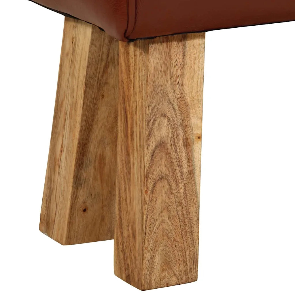 Panca da Palestra 160cm Vera Pelle Marrone e Massello di Acacia CFW7842817