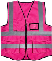 Vestione di Sicurezza XL - Neon Rosa - Riflettente - Alta Visibilità - Multi Tasche - Respirante - Poliestere Duraturo - Cintura da Lavoro