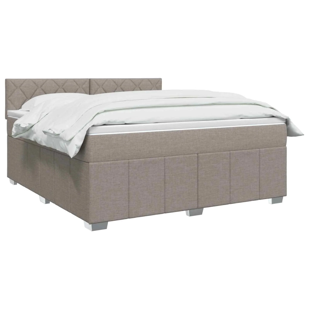 Letto Box Spring LED con Materasso Tortora 180 x 200 cm Tessuto 3455672