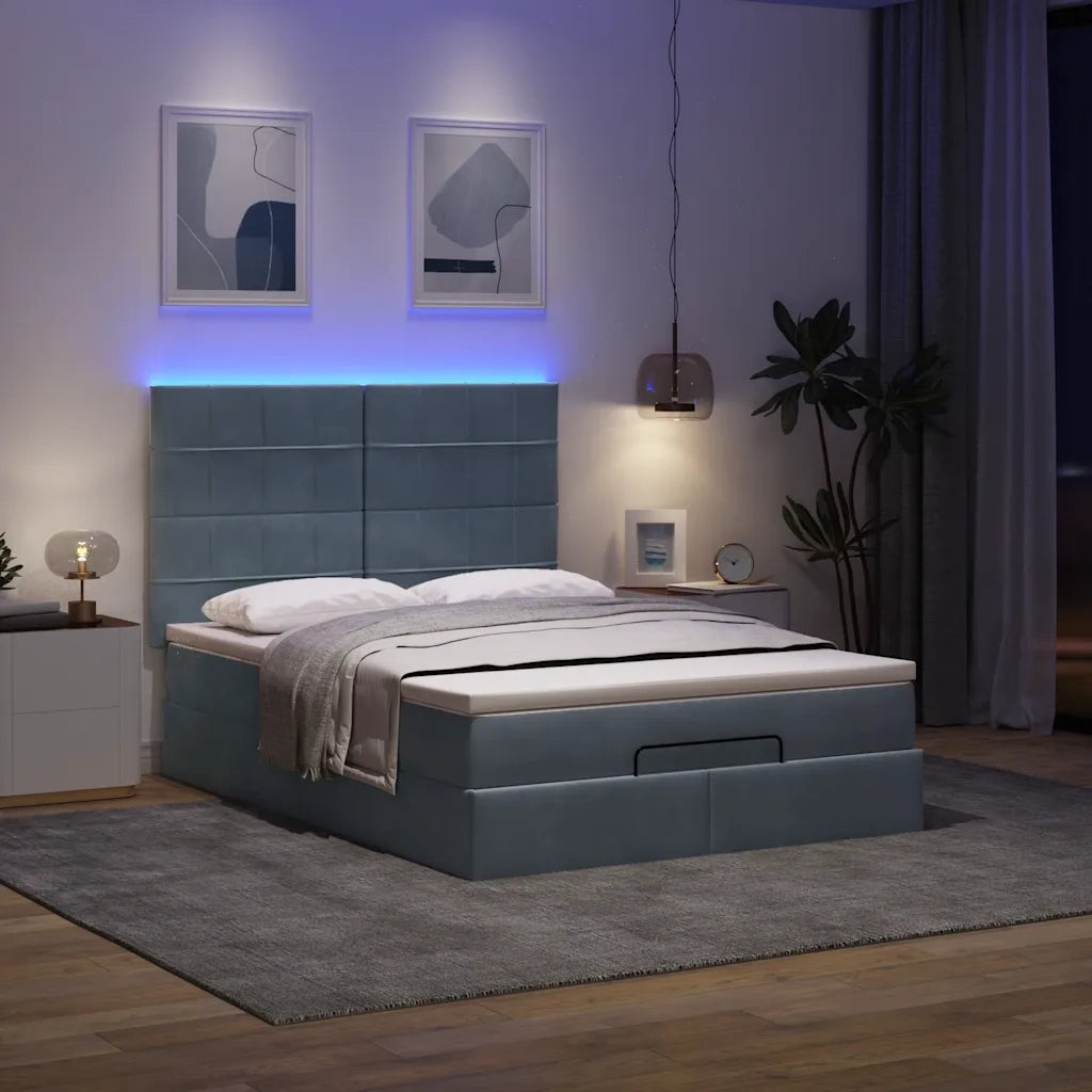 Struttura Letto Pouf con Materassi 140x190 cm Velluto 3314319