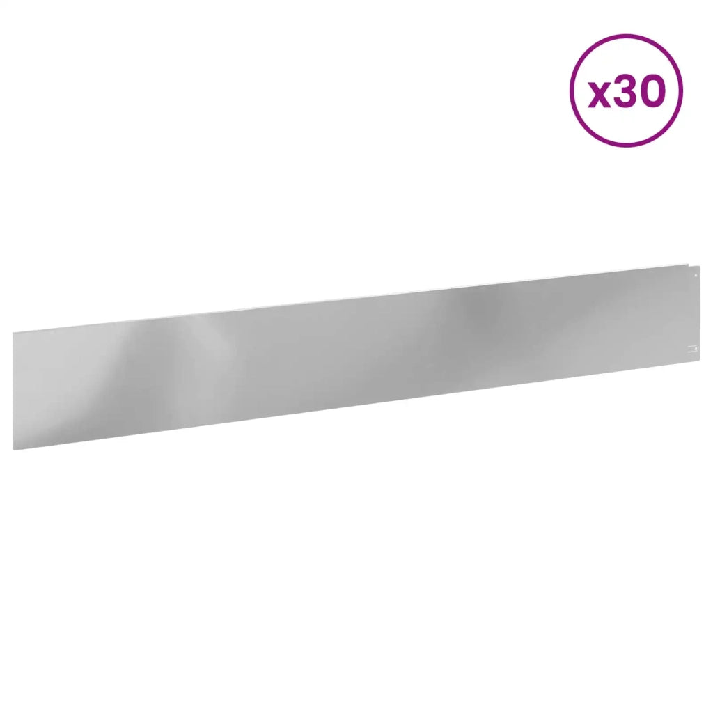 Bordura per Prato 30 pcs 100 x 15 cm Acciaio Argento 8008829