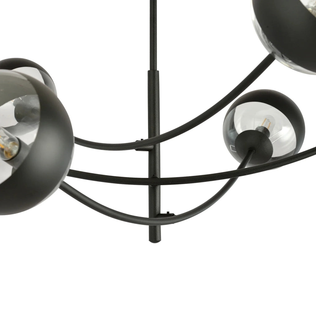 Plafoniera Contemporaneo Oceano Acciaio Nero 6 Luci E14 Ip20