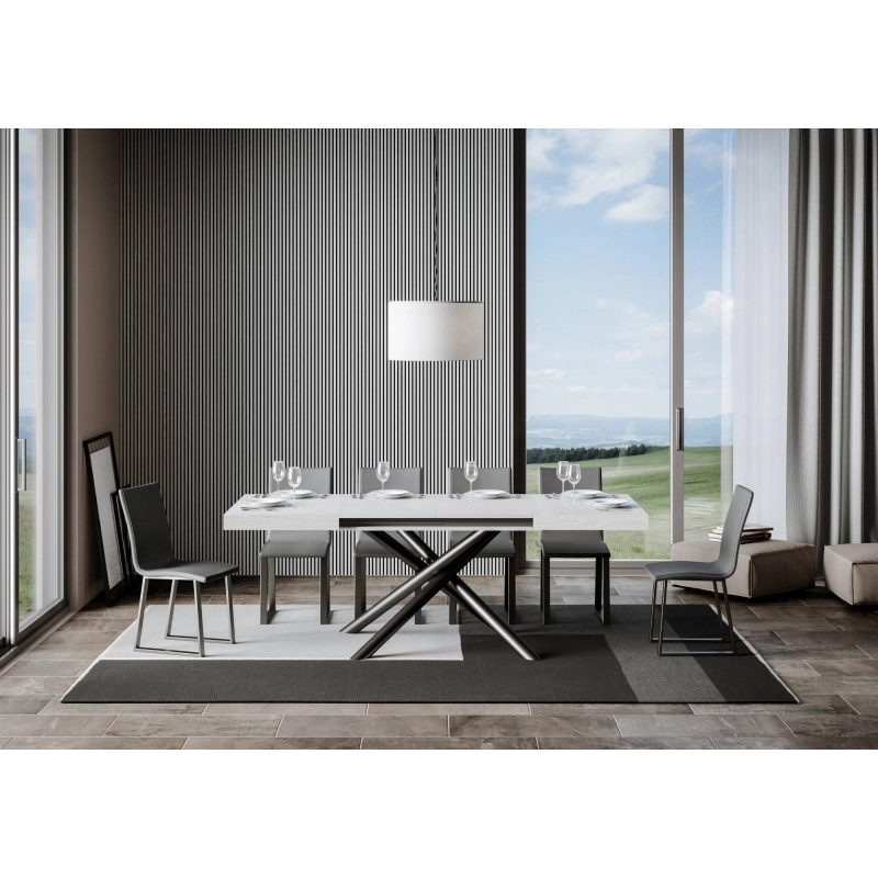 Tavolo allungabile 90x120/224 cm Famas telaio Antracite - Bianco Frassino